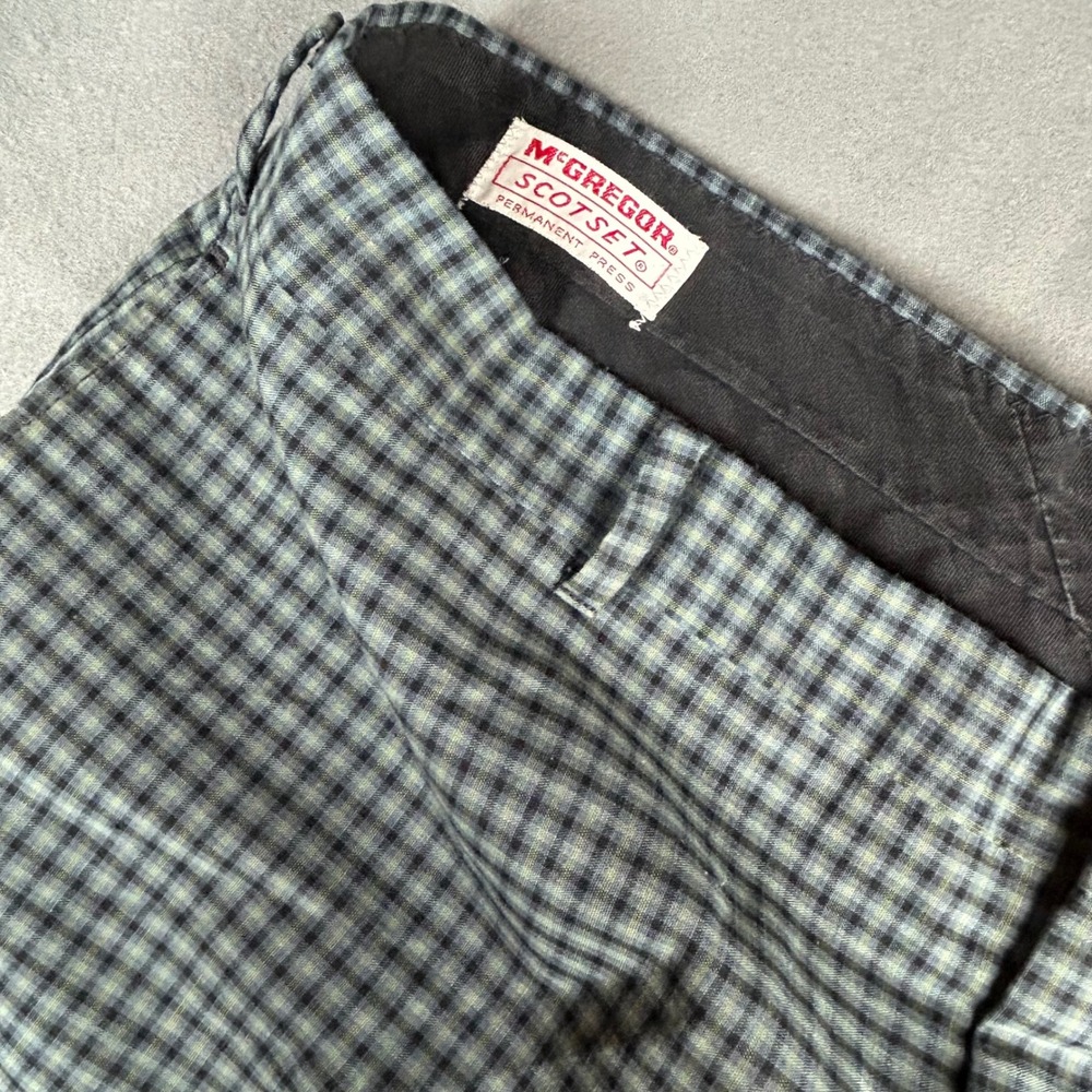 McGregor Scotset Shorts Mens 38 Blue Green Vintage Plaid Permanent Press